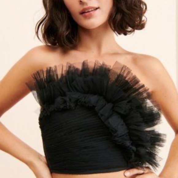Ranna Gill Black Balletcore Whimsigoth Tulle Ruffle Tube Top Size XS - Picture 1 of 11